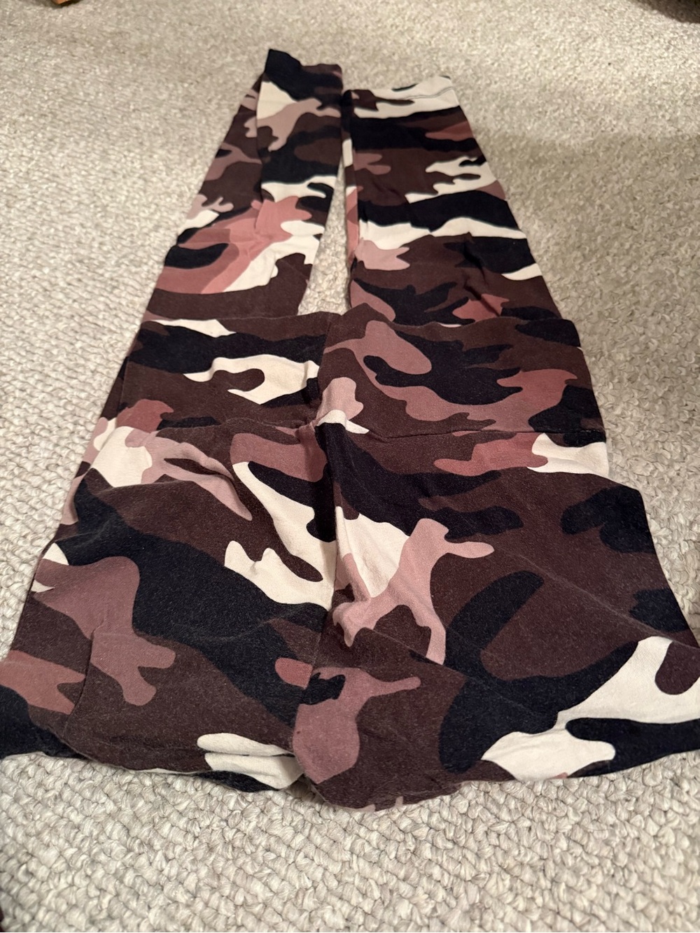 Charlotte Russe Camo Flare Leggings - Pink & Brown